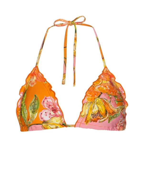PQ Swim Clementine Embroidered Lettuce Edge Triangle Top* Triangle | Tops