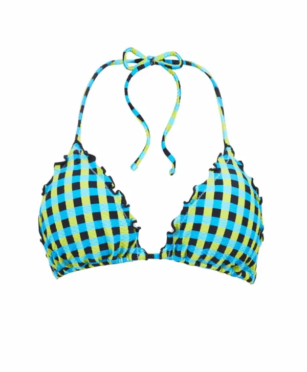 PQ Swim Gingham Drift Lettuce Edge Tri Top (FINAL SALE)* Triangle | Tops