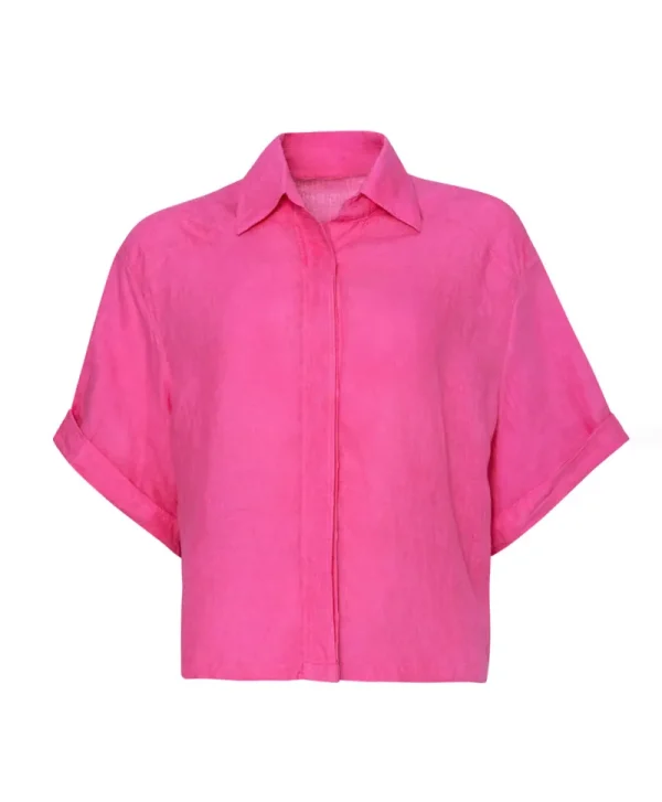 PQ Swim Hot Pink Linen Top* Cover-Ups