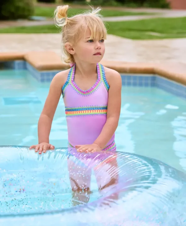 PQ Swim Kids Cotton Candy Rainbow Embroidered Tankini*Kids Kids