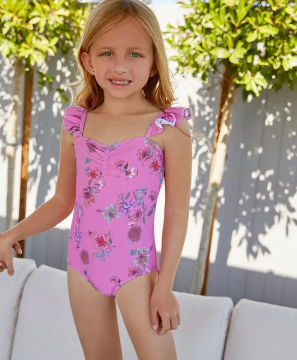 PQ Swim Kids Garden Pink Ruffle Shoulder One Piece (FINAL SALE)*Kids Kids