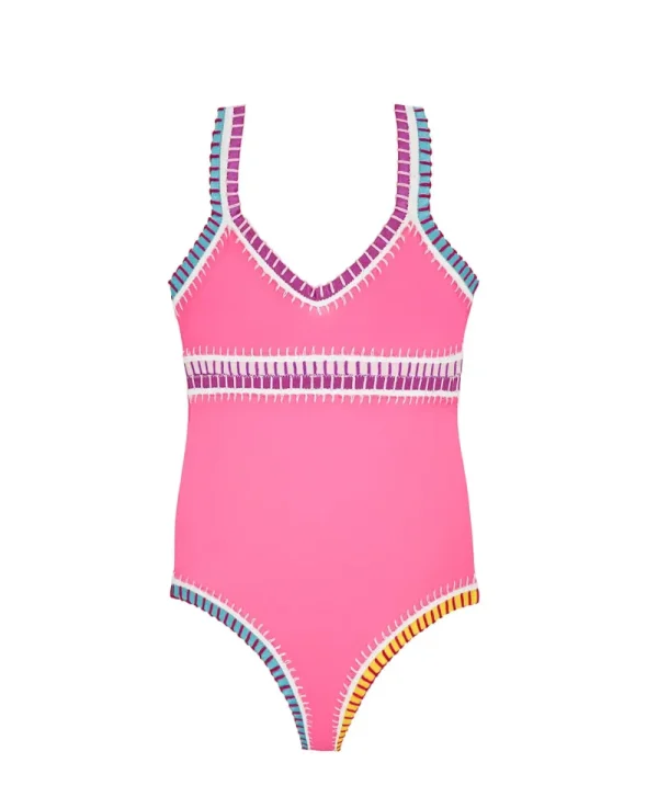 PQ Swim Kids Hot Pink Rainbow Embroidered One Piece*Kids Kids