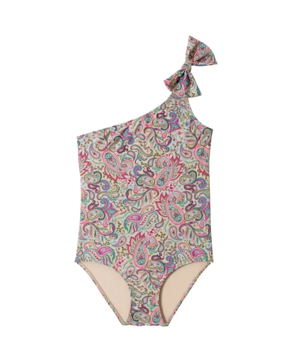 PQ Swim Kids Paisley Coast One Shoulder Bow One Piece (FINAL SALE)*Kids Kids