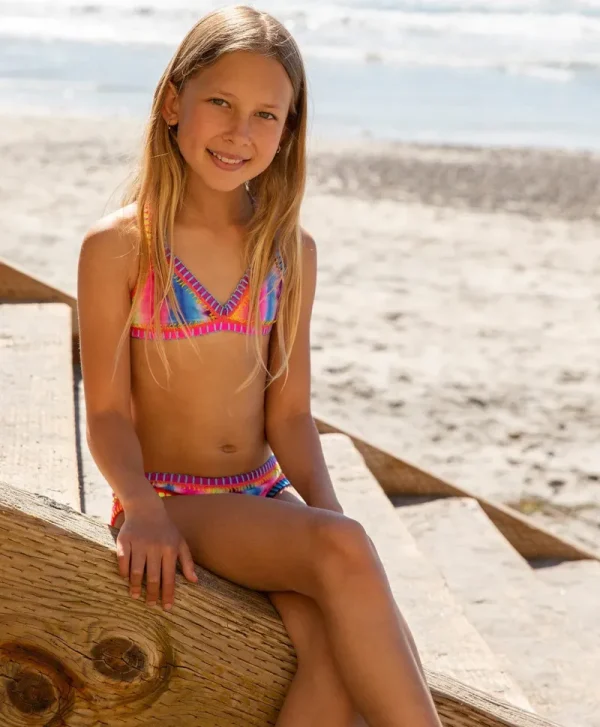 PQ Swim Kids Tie Dye Rainbow Embroidered Bikini (FINAL SALE)*Kids Kids