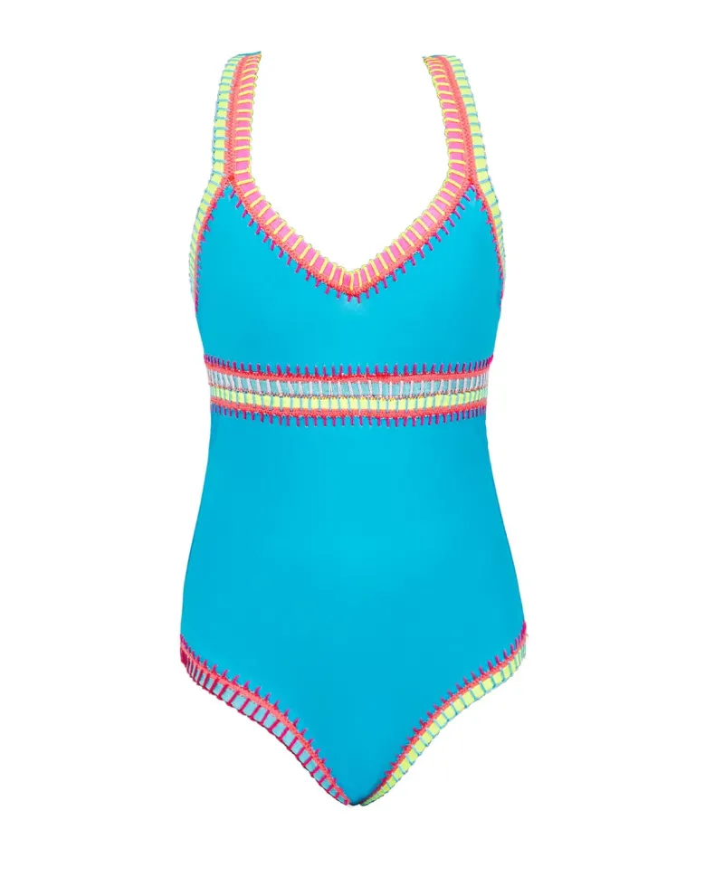 kids_turquoise_rainbow_em_0-1.webp PQ Swim Kids Turquoise Rainbow Embroidered One Piece*Kids Kids