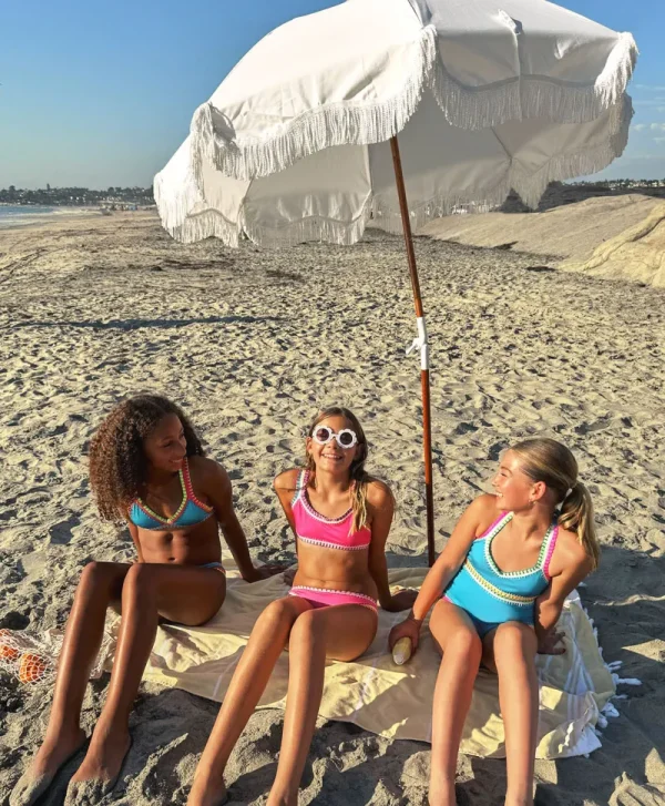 PQ Swim Kids Turquoise Rainbow Embroidered Bikini*Kids Kids