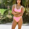 PQ Swim Platinum Bubble Gum Crochet-Trim Sporty Top* Bralette | Tops