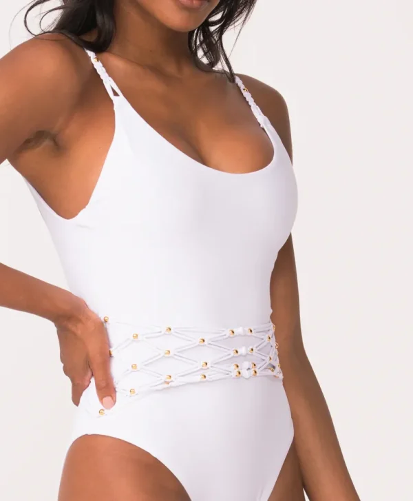 PQ Swim White Sands Beaded Brynn One Piece* One Pieces